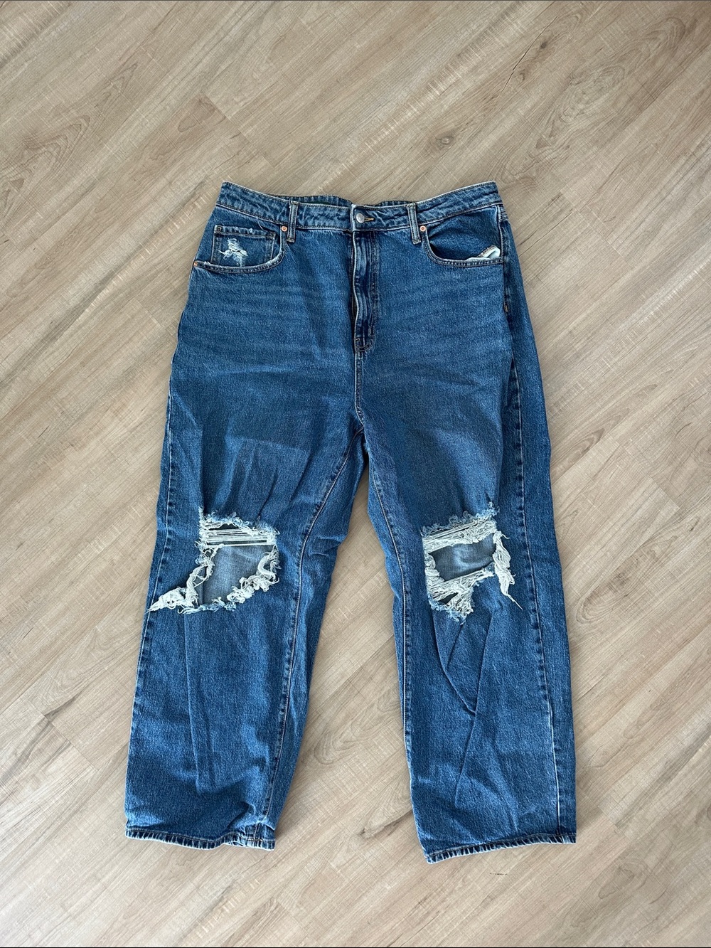wild fable Distressed Wide Leg Jeans - Blue